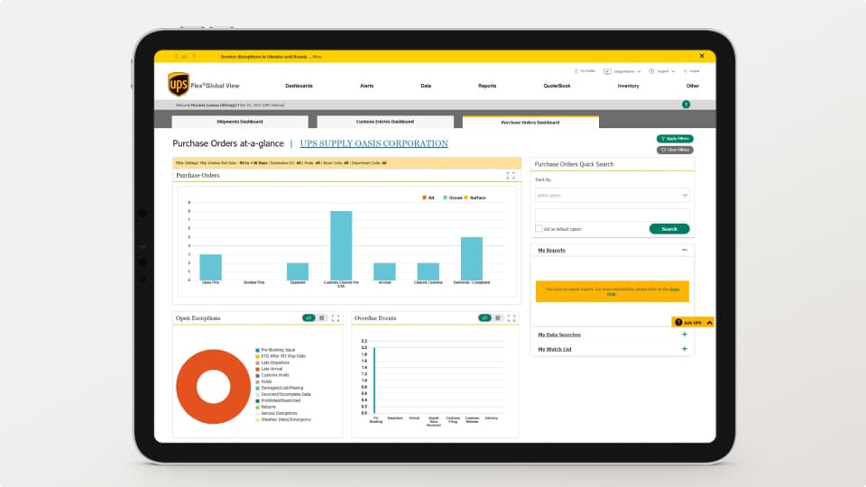 UPS® Global View on a mobile device