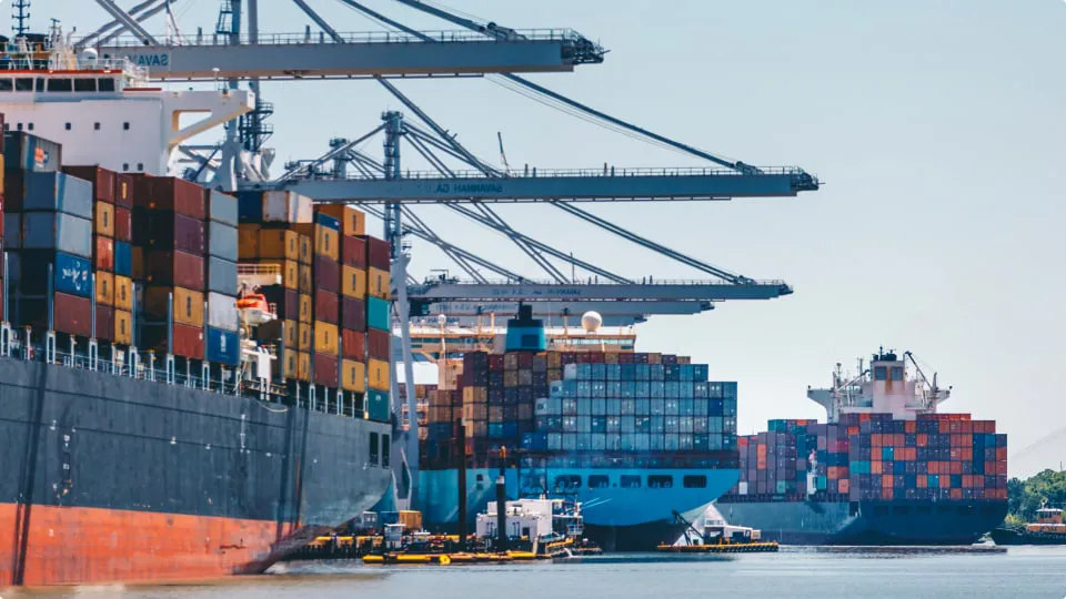 freight container ships at port