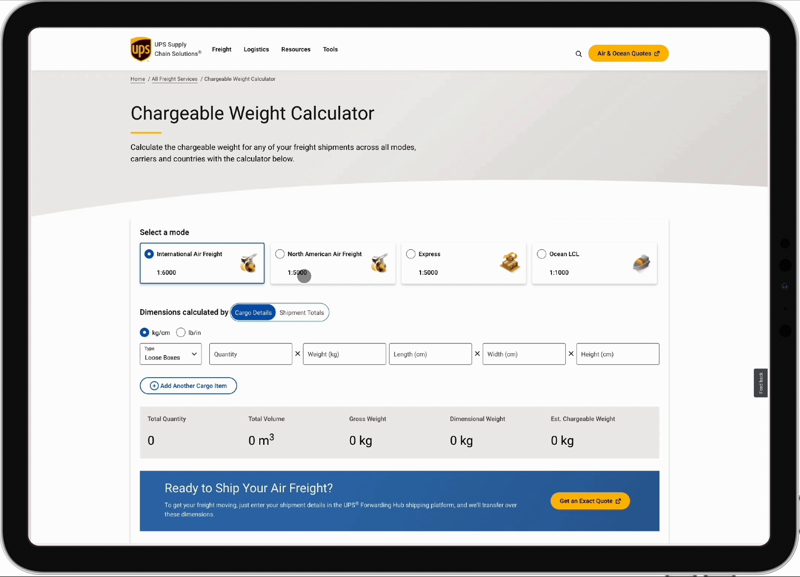 Chargeable Weight Calculator