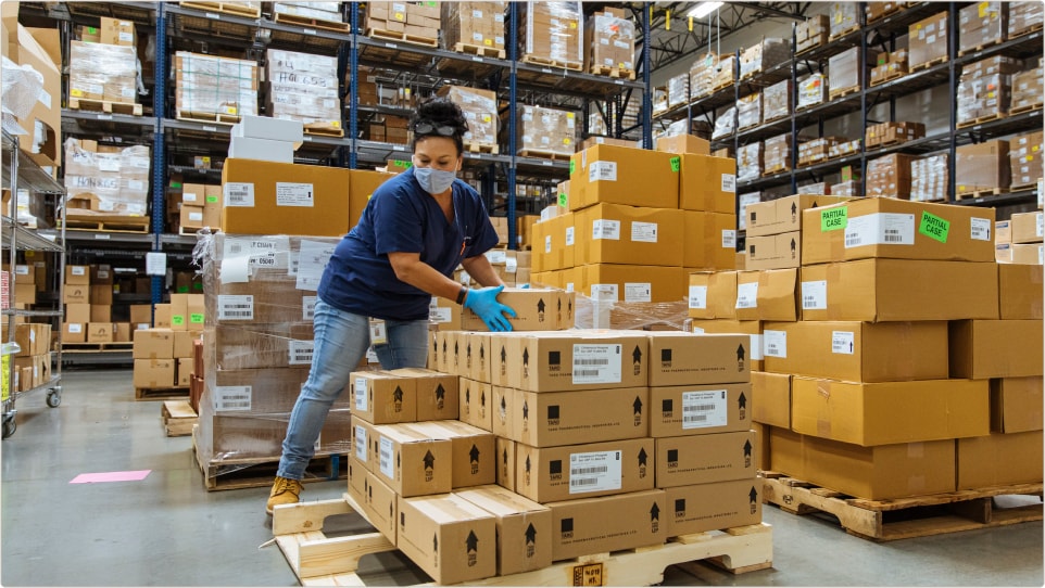 Woman in warehouse