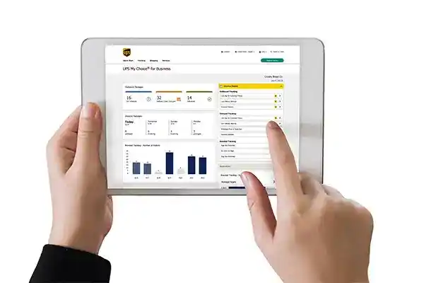UPS My Choice dashboard on tablet