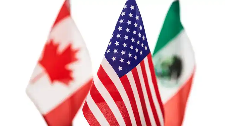 US, Mexico and Canada flags